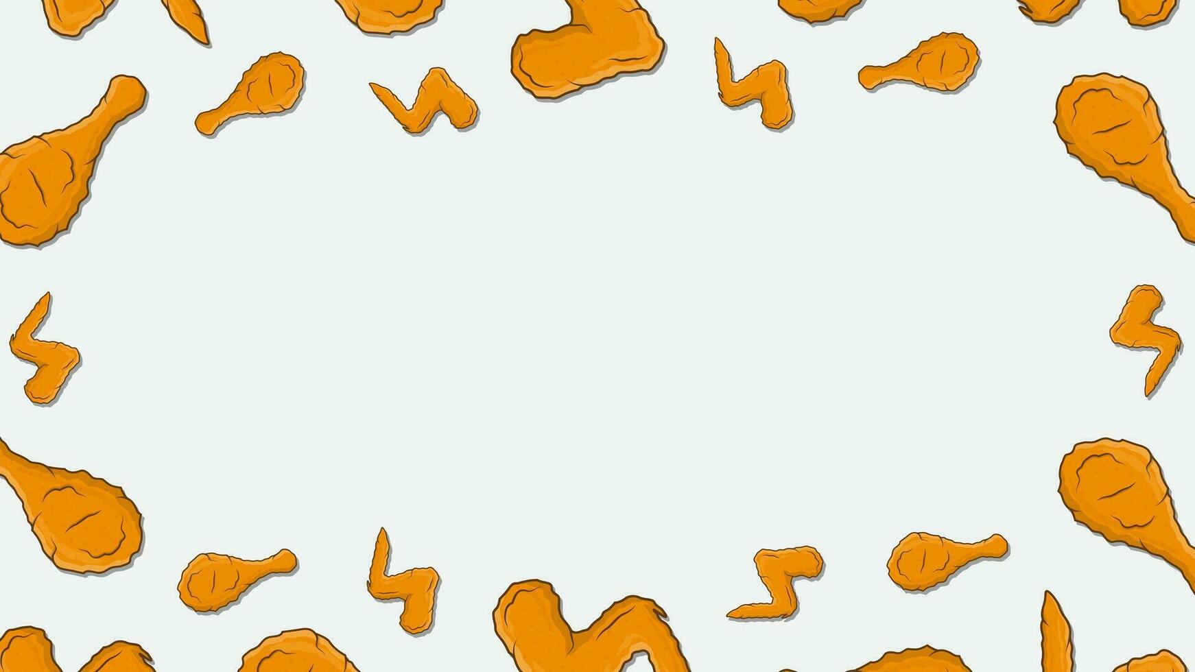 Fried Chicken Background Design Template. Fried Chicken Cartoon Vector Illustration. Chicken