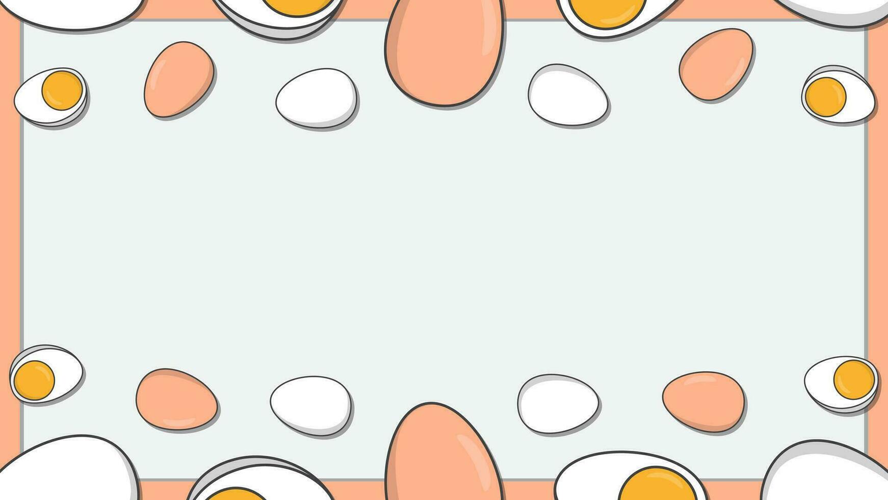 Egg Background Design Template. Boiled Egg Cartoon Vector Illustration. Food