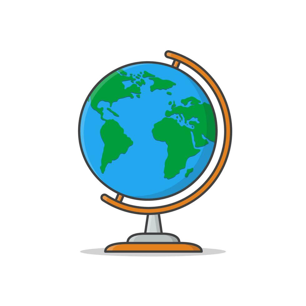 Globe Vector Icon Illustration. Flat Planet Earth Icon. World Map