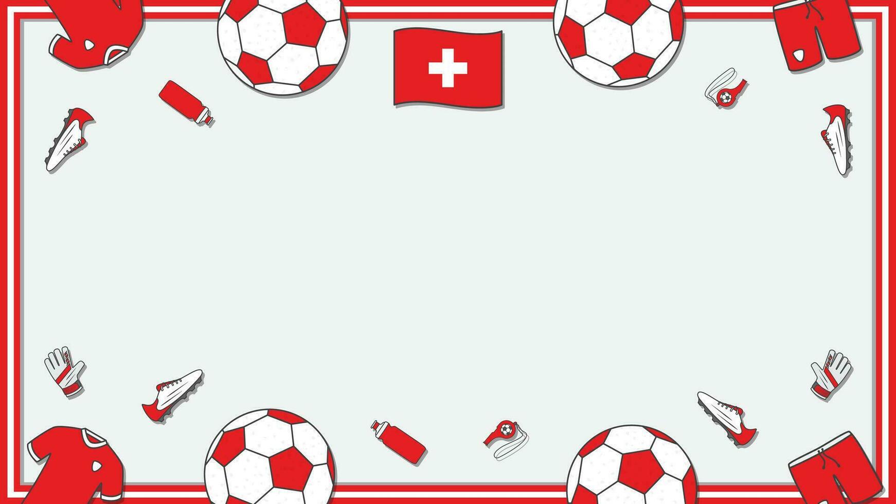 Football Background Design Template. Football Cartoon Vector Illustration. Championship In Switzerland
