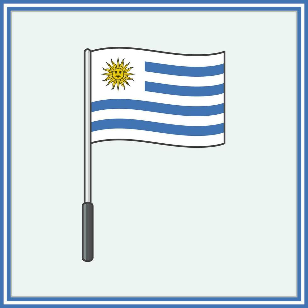 Uruguay Flag Cartoon Vector Illustration. Flag of Uruguay Flat Icon Outline