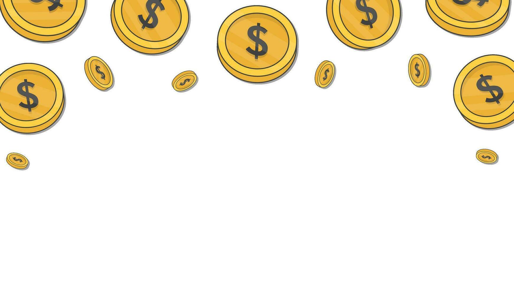 Money Background Design Template. Gold Coins Cartoon Vector Illustration. Business