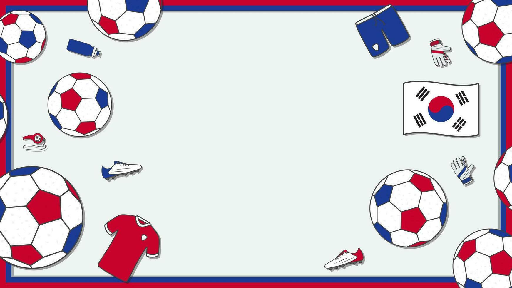 Football Background Design Template. Football Cartoon Vector Illustration. Sport In South Korea