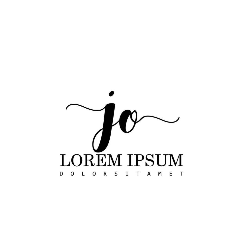 JO Initial Handwriting Template Design vector