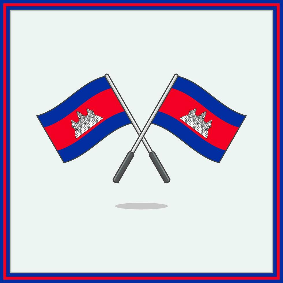 Flag of Cambodia Cartoon Vector Illustration. Cambodia Flag Flat Icon Outline