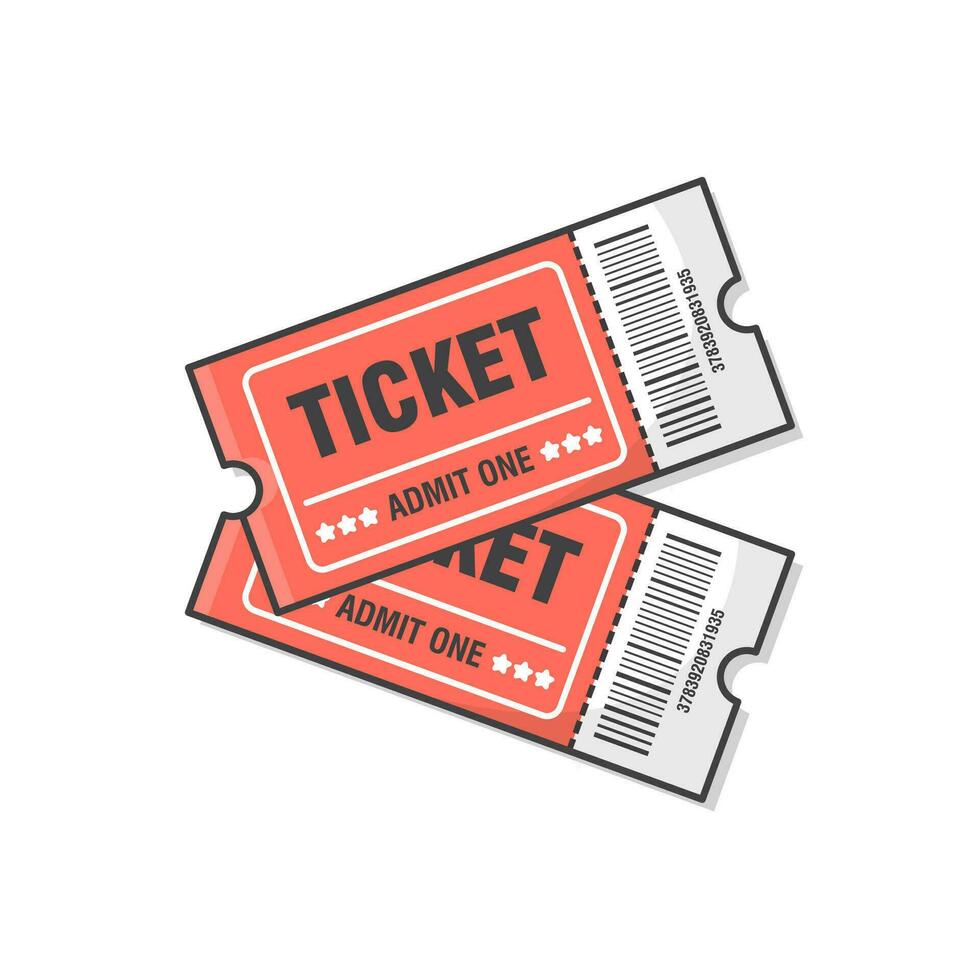 Two Tickets Vector Icon Illustration. Ticket For Entrance To The Event