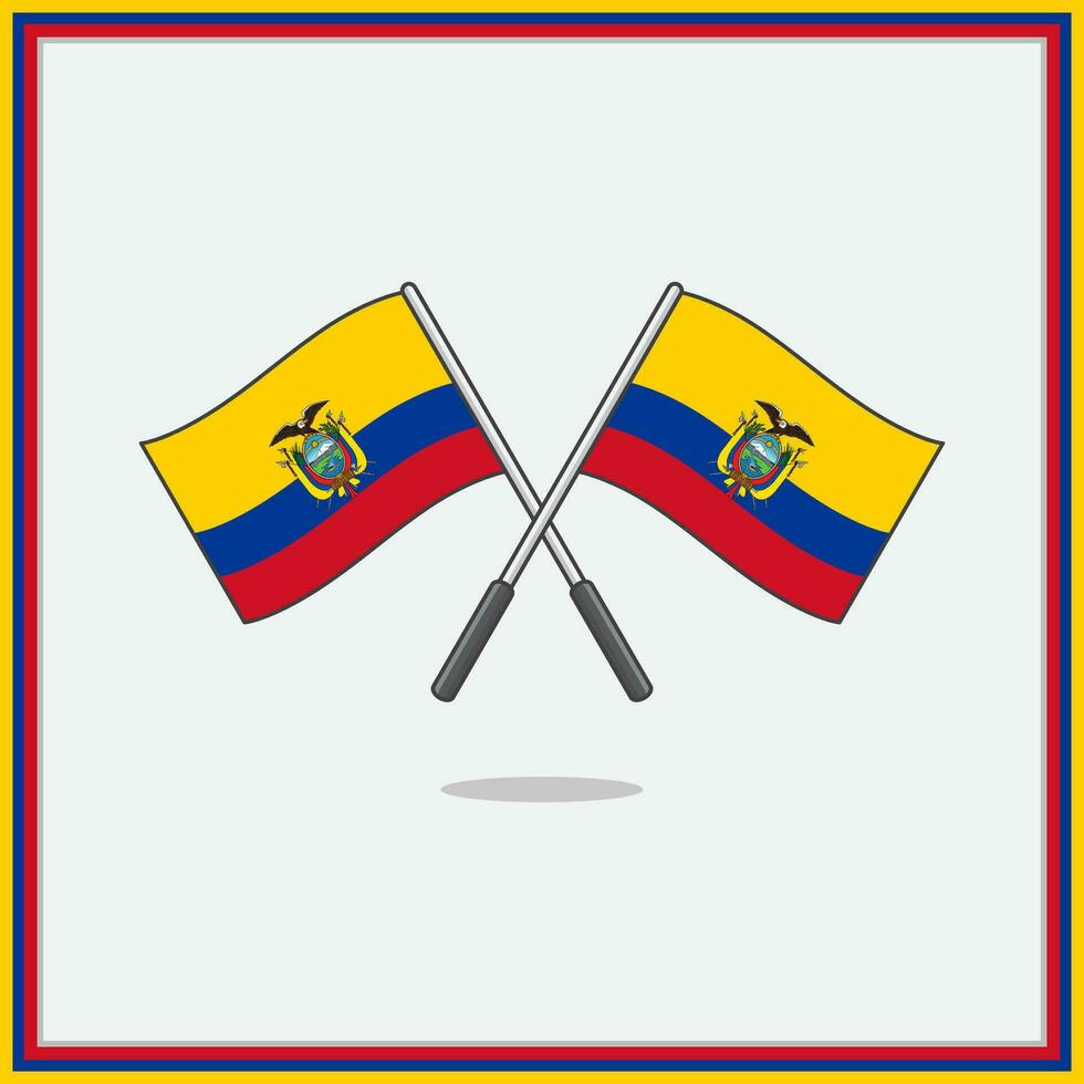 Flag of Ecuador Cartoon Vector Illustration. Ecuador Flag Flat Icon Outline