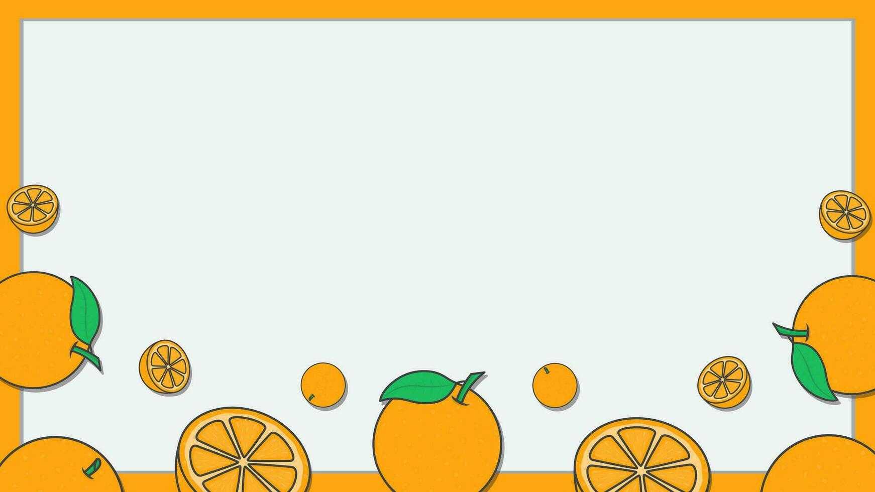 Orange Citrus Fruit Background Design Template. Orange Fruit Cartoon Vector Illustration. Nature