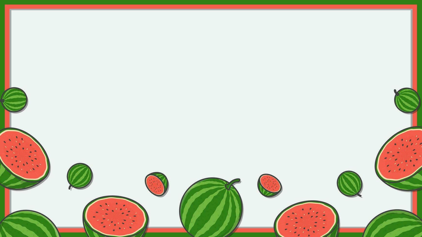 Watermelon Fruit Background Design Template. Watermelon Fruit Cartoon Vector Illustration. Nature