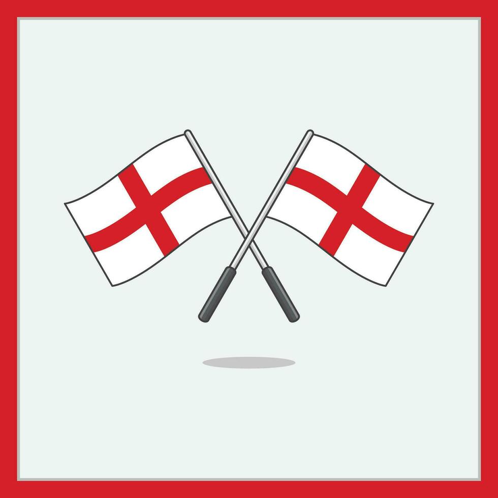 Flag of England Cartoon Vector Illustration. England Flag Flat Icon Outline