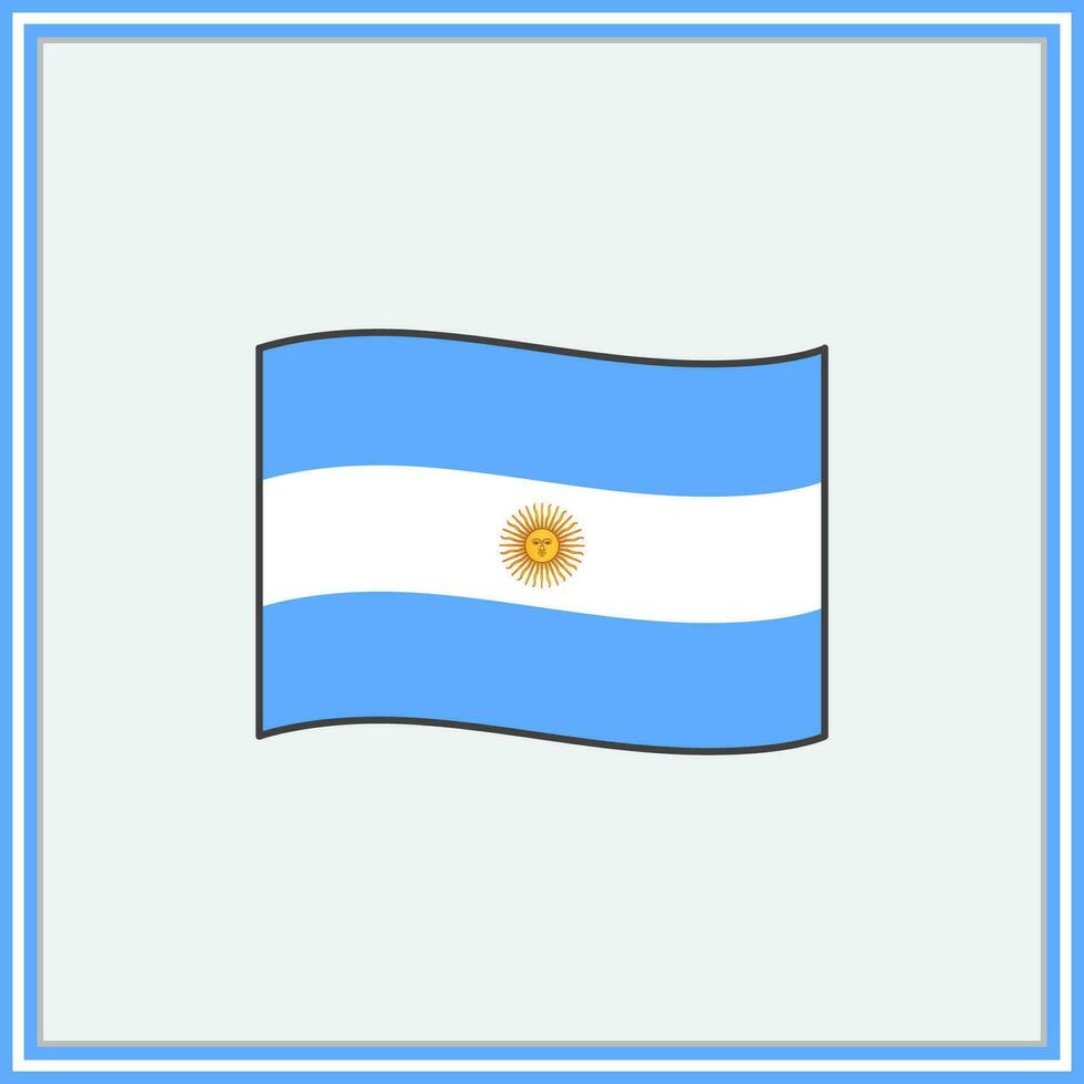 Argentina Flag Cartoon Vector Illustration. Flag of Argentina Flat Icon Outline. National Argentina Flag