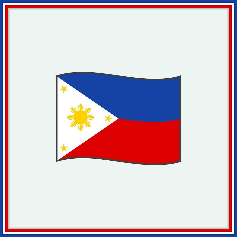 Philippines Flag Cartoon Vector Illustration. Flag of Philippines Flat Icon Outline. National Philippines Flag