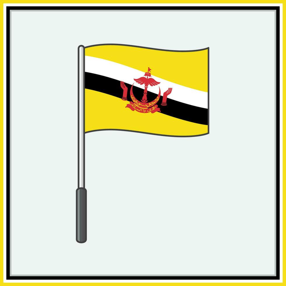 Brunei Darussalam Flag Cartoon Vector Illustration. Flag of Brunei Darussalam Flat Icon Outline