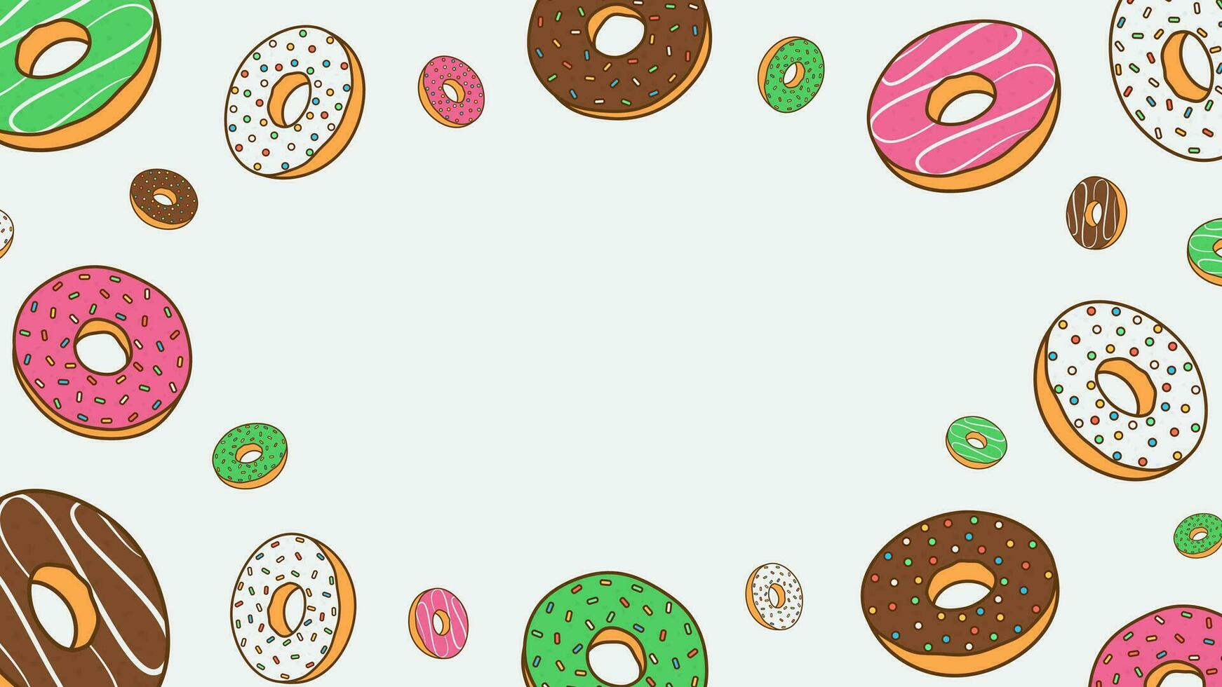 Donuts Background Design Template. Donuts Cartoon Vector Illustration. Bakery