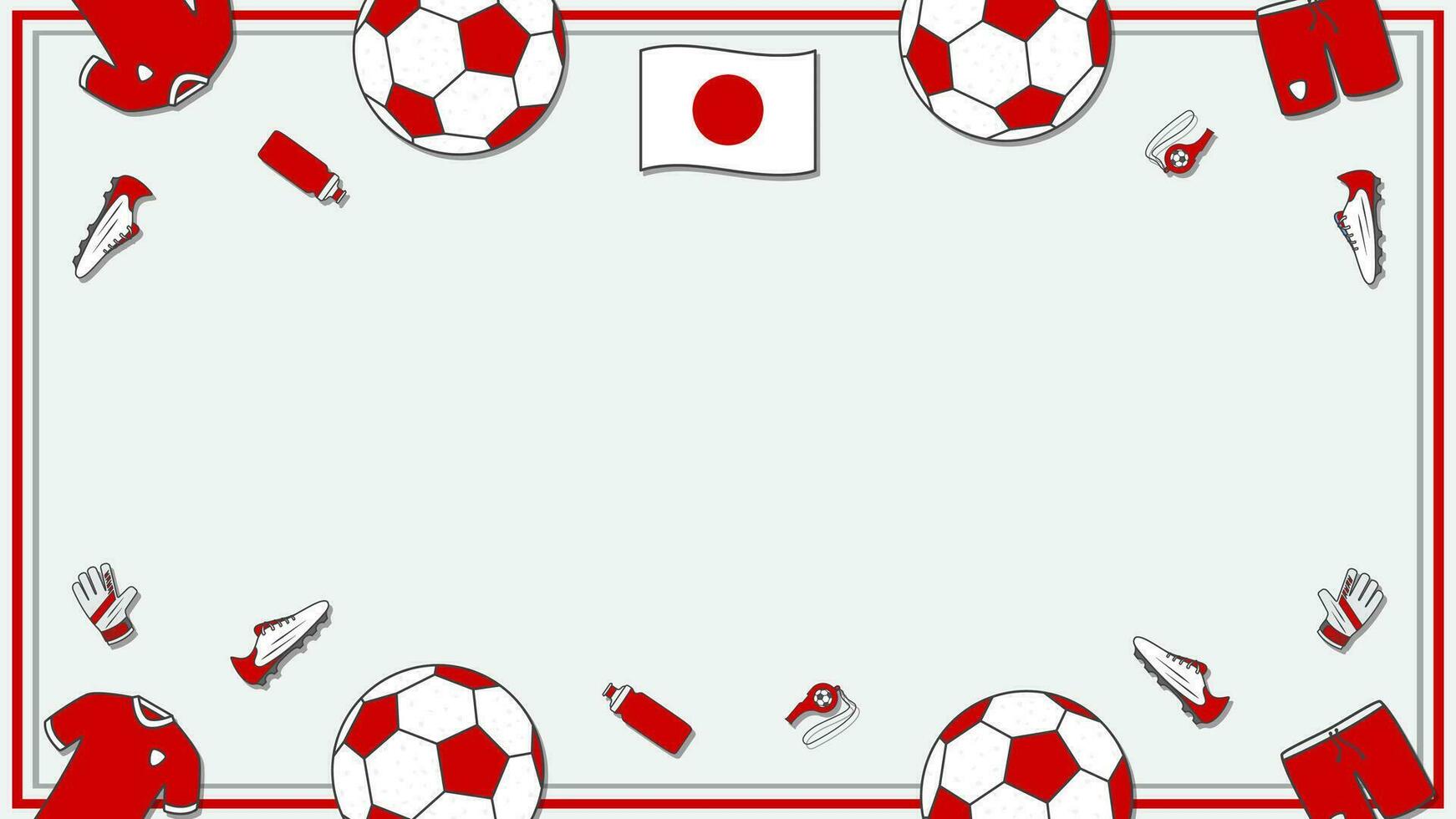 Football Background Design Template. Football Cartoon Vector Illustration. Championship In Japan