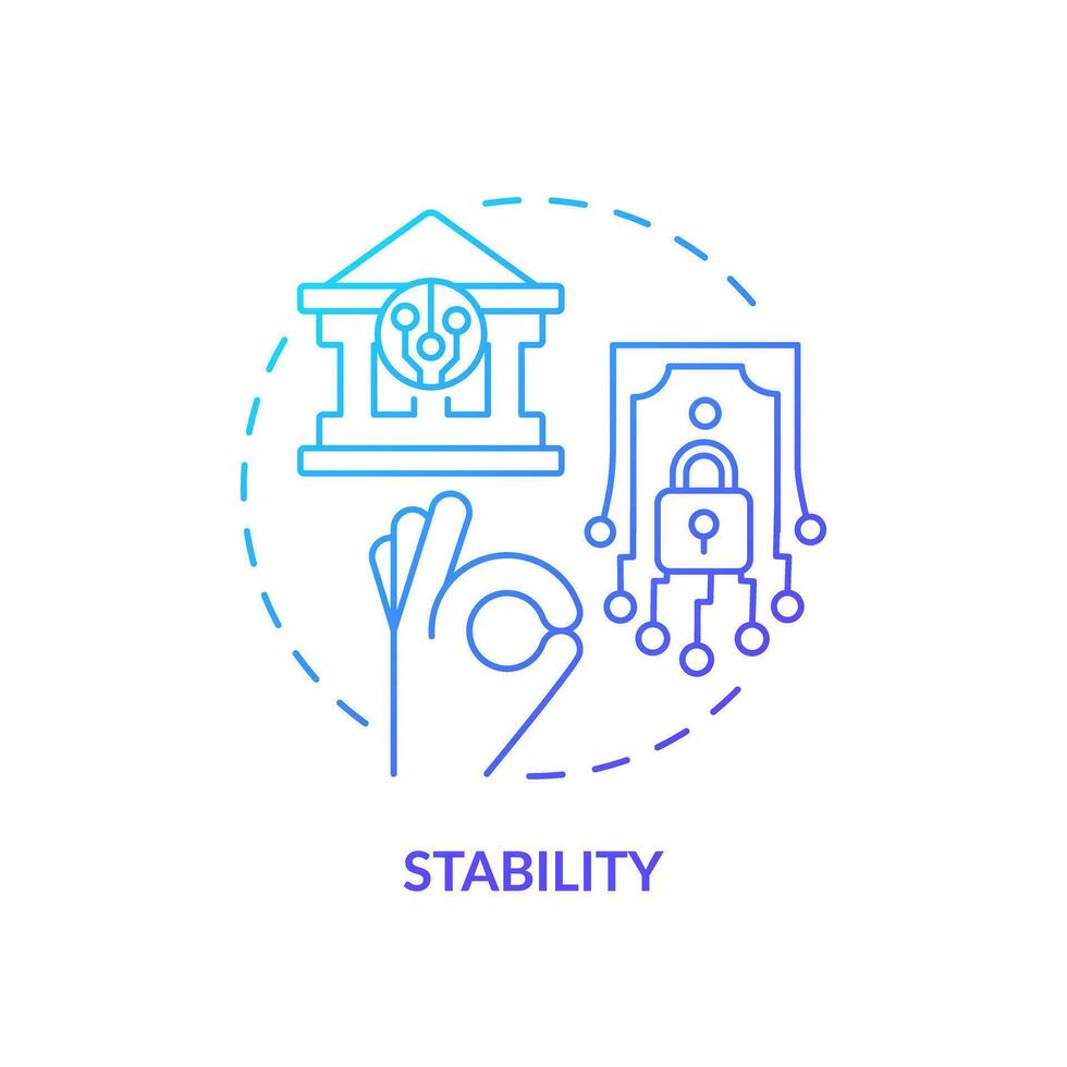 2D stability gradient thin line icon concept, isolated vector, illustration representing digital currency. vector