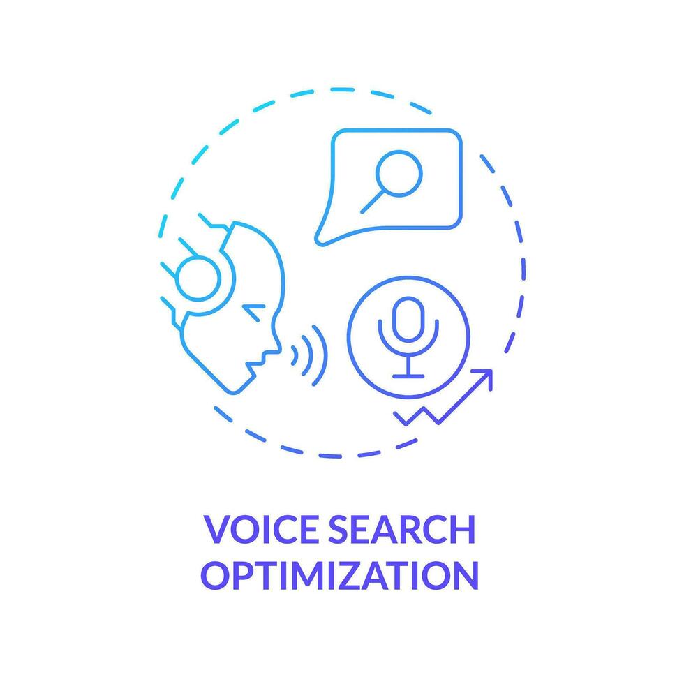 Gradient voice search optimization icon concept, isolated vector, AI for SEO thin line illustration. vector