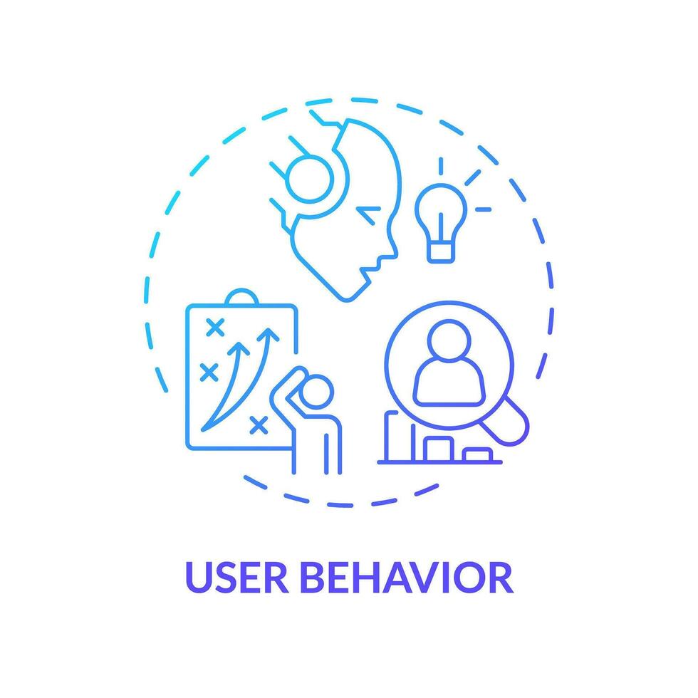 Gradient user behavior icon concept, isolated vector, AI for SEO thin line illustration. vector