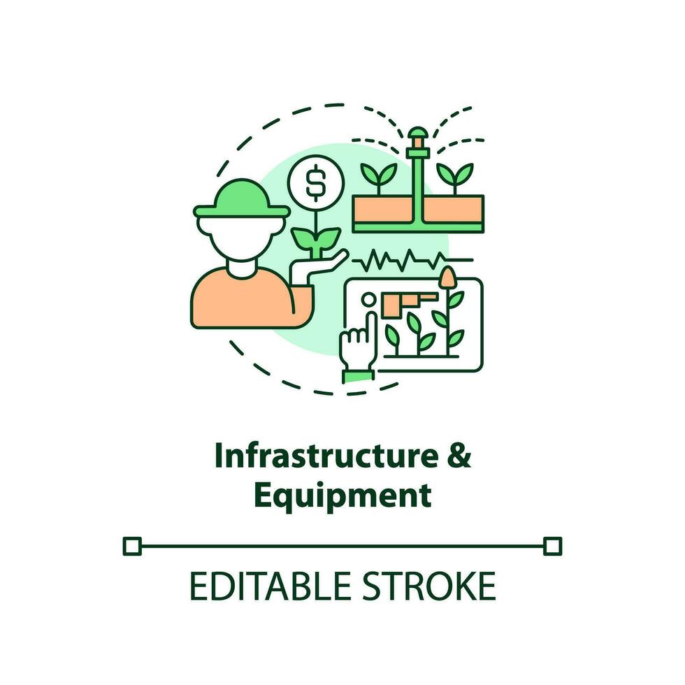 2D customizable infrastructure and equipment icon representing vertical farming and hydroponics concept, isolated vector, thin line illustration. vector