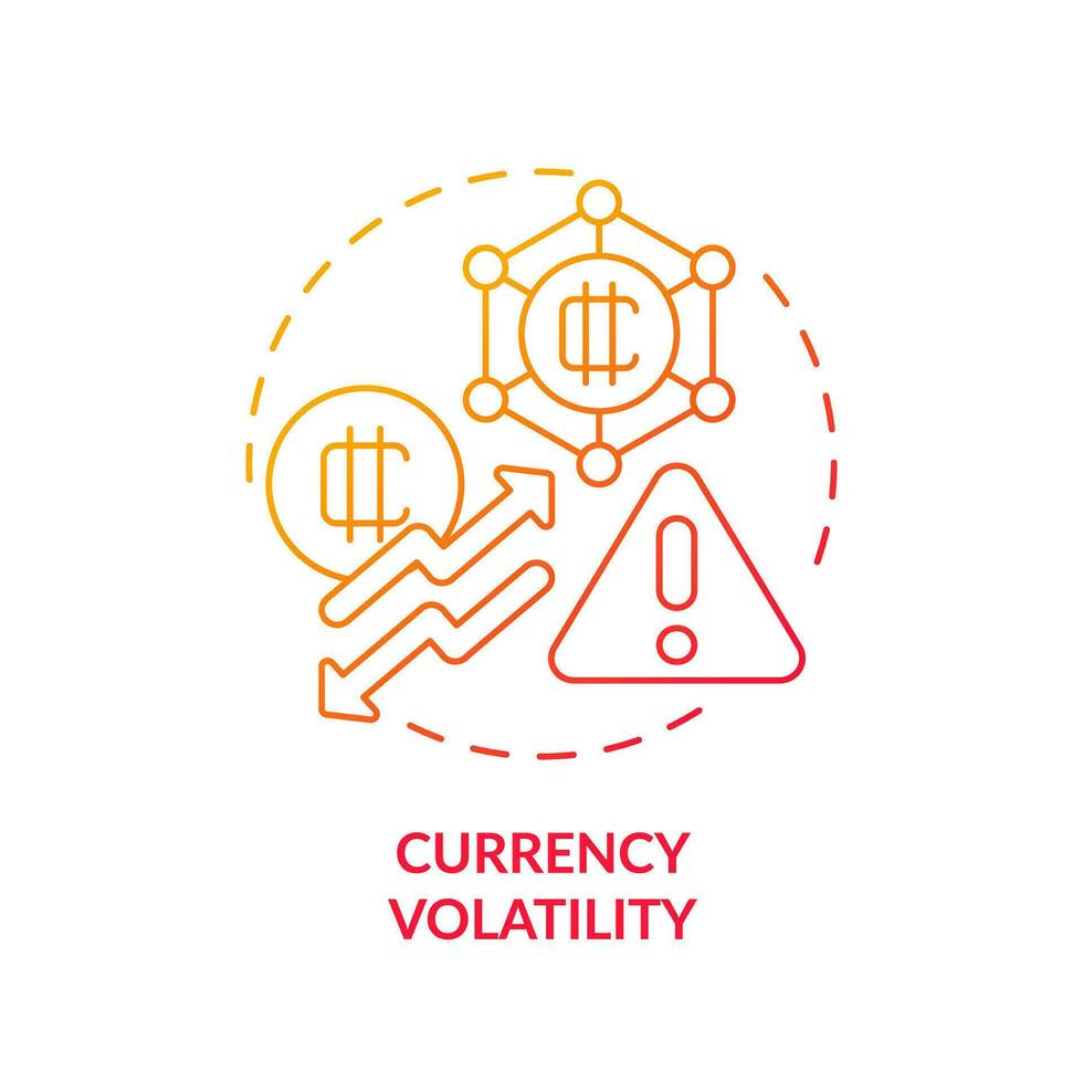 2D currency volatility gradient thin line icon concept, isolated vector, illustration representing digital currency. vector