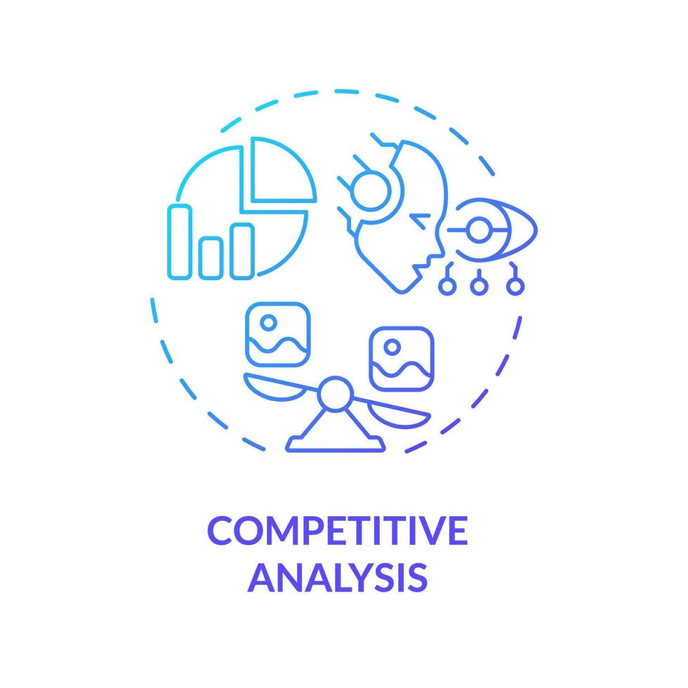Gradient competitive analysis icon concept, isolated vector, AI for SEO thin line illustration. vector