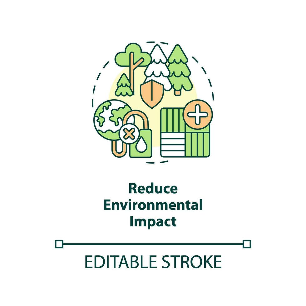 2D customizable reduce environmental impact icon representing vertical farming and hydroponics concept, isolated vector, thin line illustration. vector