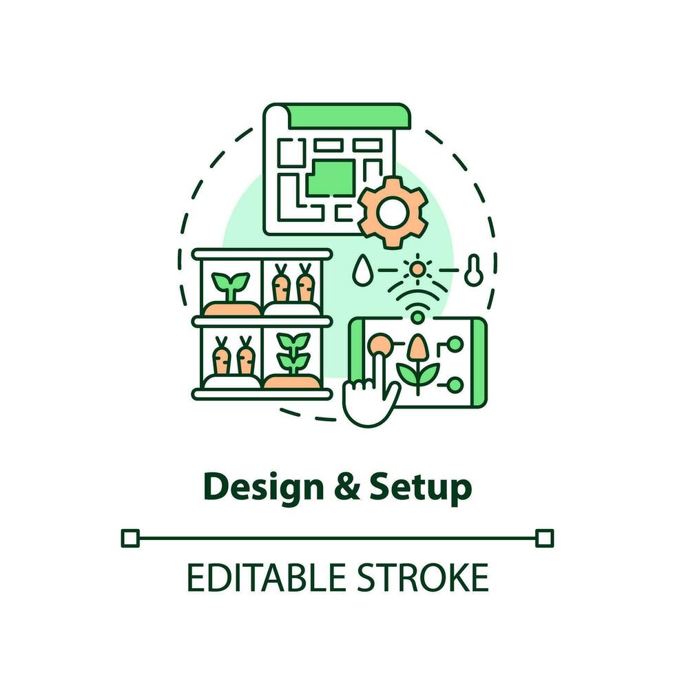 2D customizable design and setup icon representing vertical farming and hydroponics concept, isolated vector, thin line illustration. vector