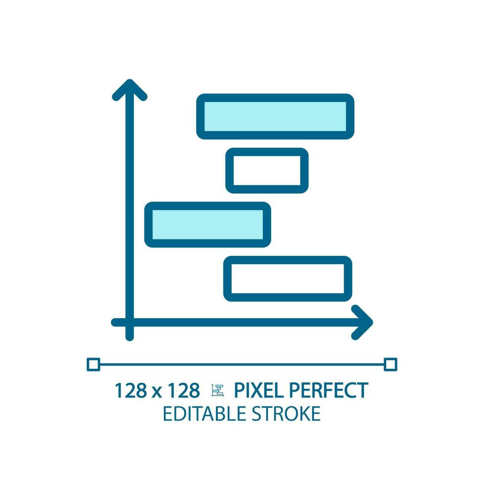 Gantt chart light blue icon. Project timeline. Task management. Schedule planning. Data analysis. RGB color sign. Simple design. Web symbol. Contour line. Flat illustration. Isolated object vector