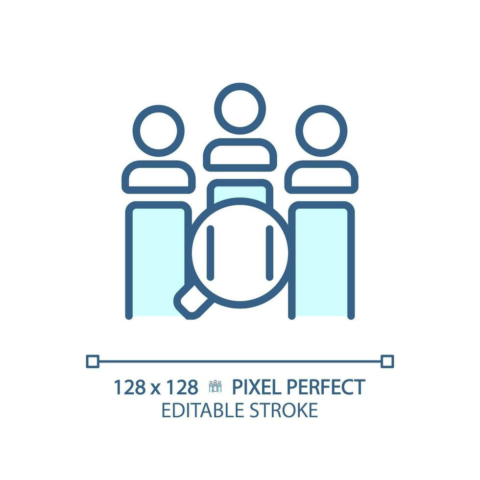 Pixel perfect editable blue customer analysis icon, isolated vector, product management thin line illustration. vector