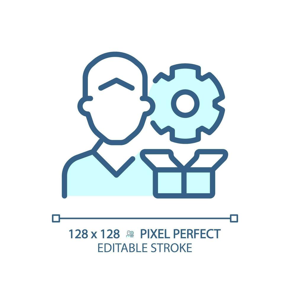 Pixel perfect editable blue support icon, isolated vector, product management thin line illustration. vector