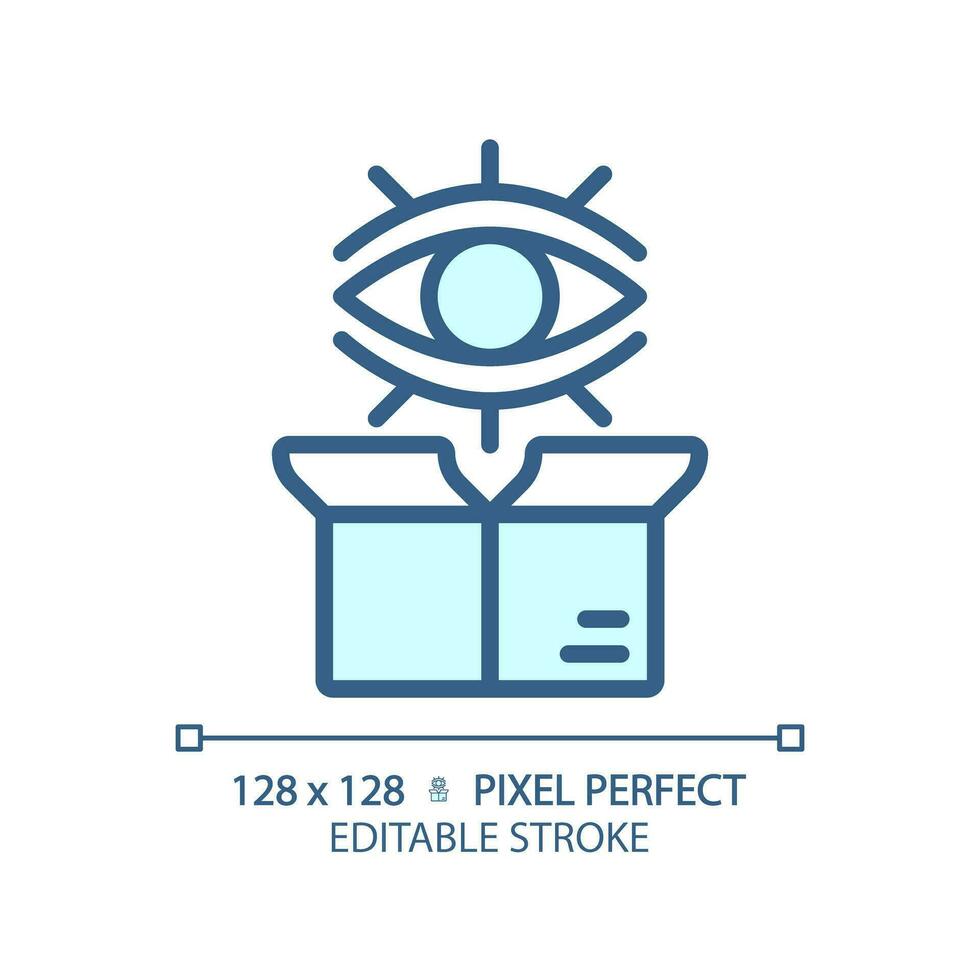 Pixel perfect editable blue product monitoring icon, isolated vector, product management thin line illustration. vector