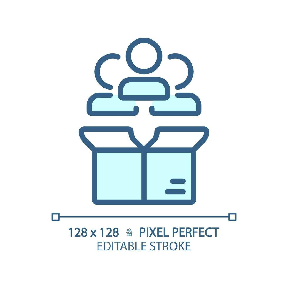 Pixel perfect editable blue customer icon, isolated vector, product management thin line illustration. vector