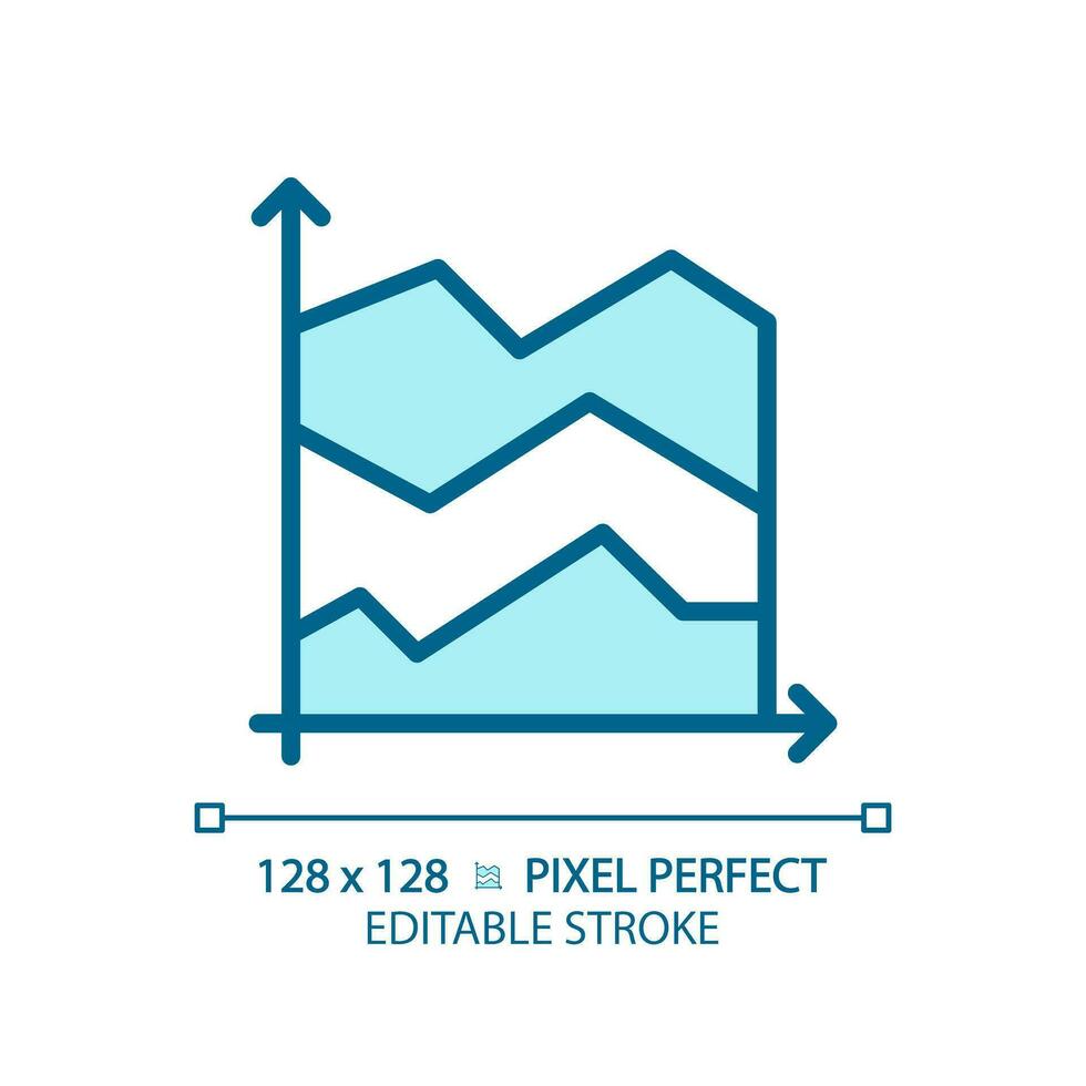 Area chart light blue icon. Revenue management. Temperature change. Data presentation. Infographic element. RGB color sign. Simple design. Web symbol. Contour line. Flat illustration. Isolated object vector