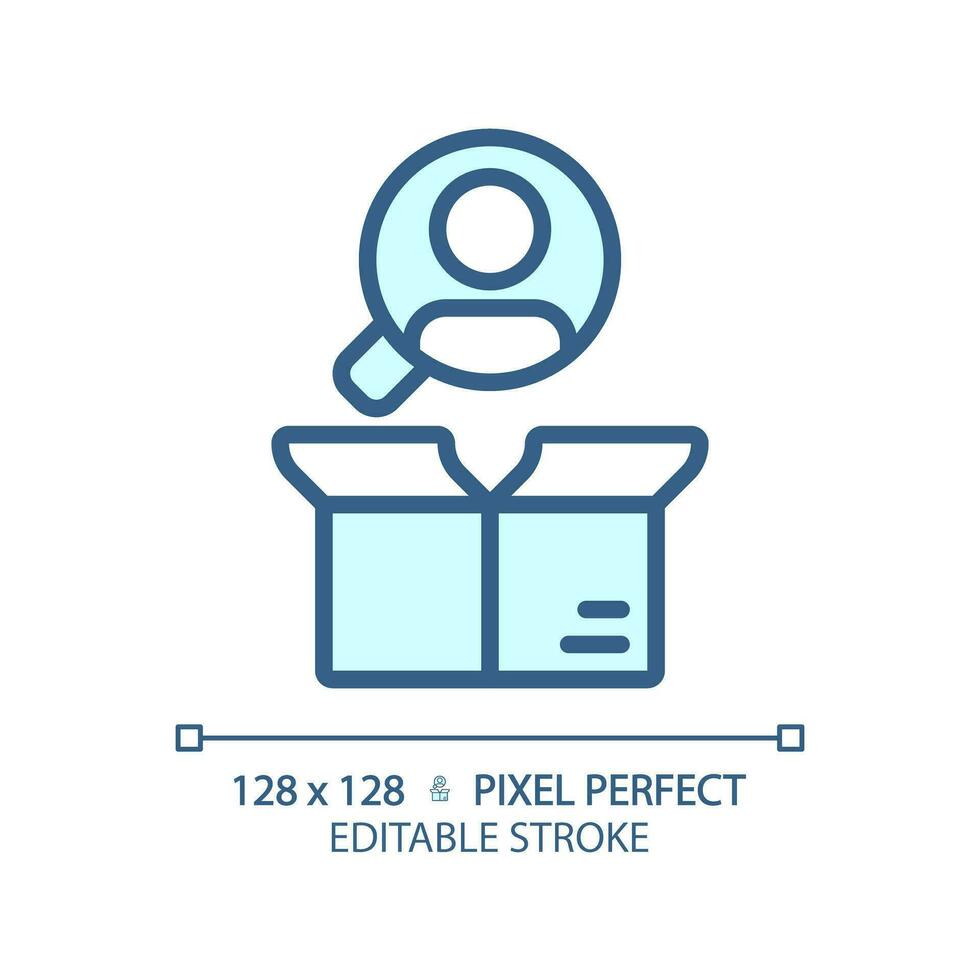 Pixel perfect editable blue customer focus icon, isolated vector, product management thin line illustration. vector