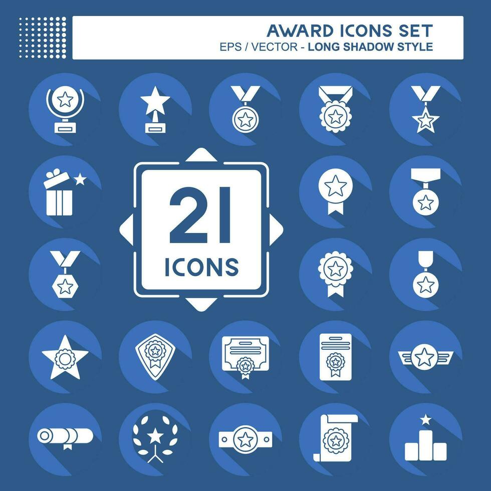 Icon Set Award. related to Award symbol. long shadow style. simple design editable. simple illustration vector