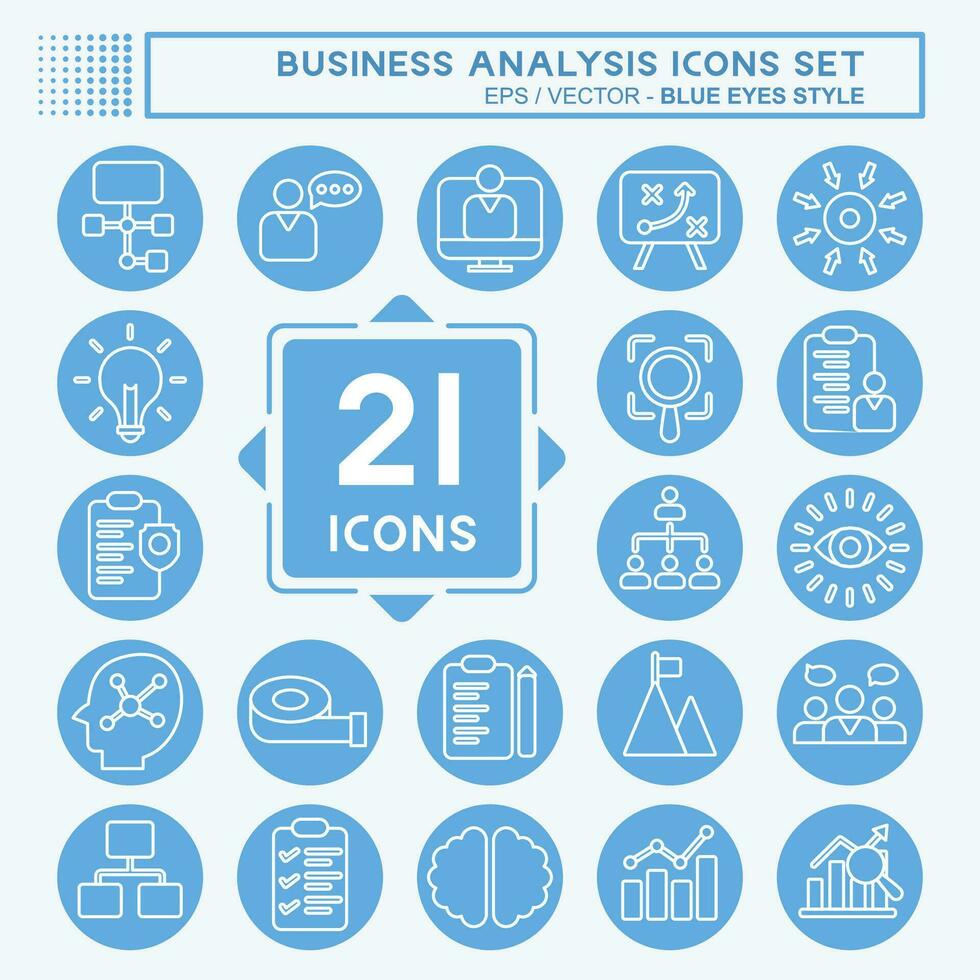 Icon Set Business Analysis. related to Business symbol. blue eyes style simple design editable. simple illustration vector