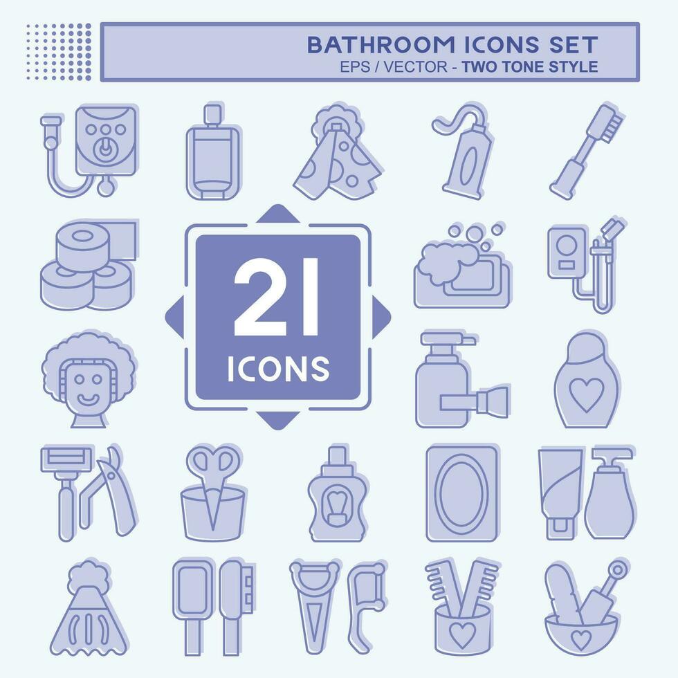 Icon Set Bathroom. related to Clinic symbol. two tone style. simple design editable. simple illustration vector