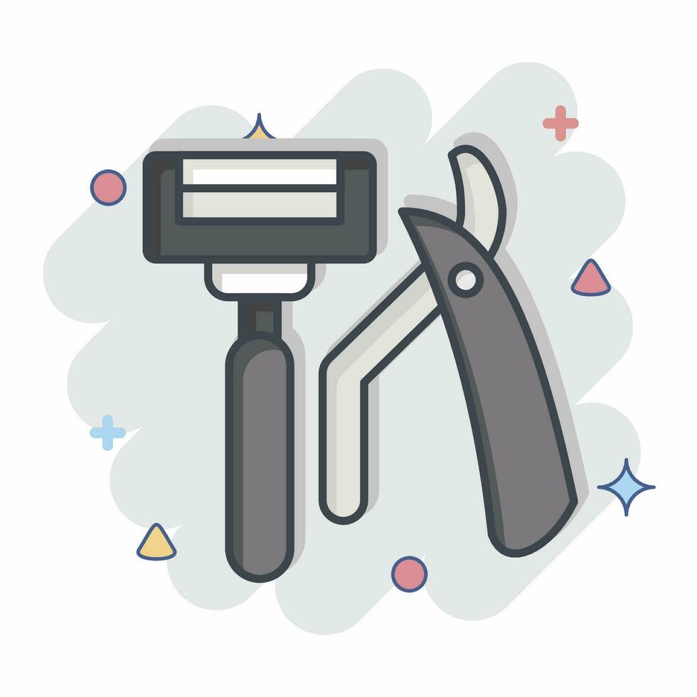 Icon Razor. related to Bathroom symbol. comic style. simple design editable. simple illustration vector