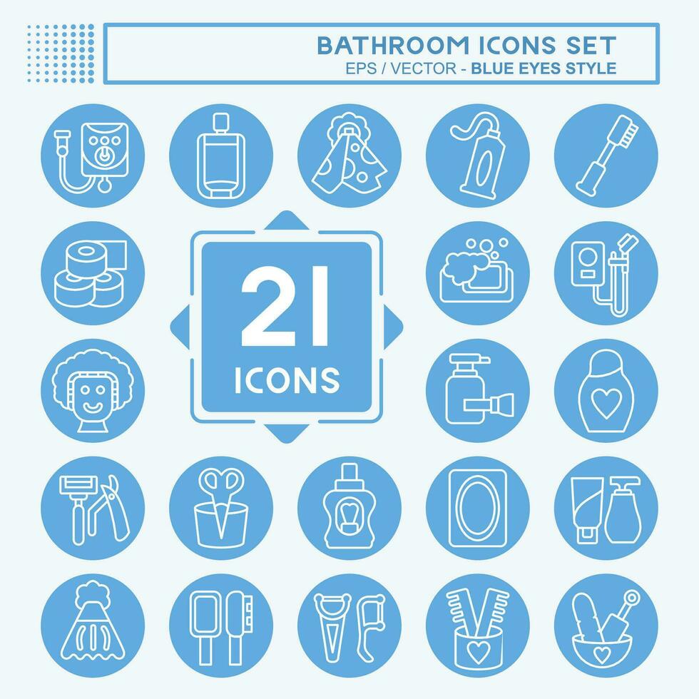 Icon Set Bathroom. related to Clinic symbol. blue eyes style. simple design editable. simple illustration vector