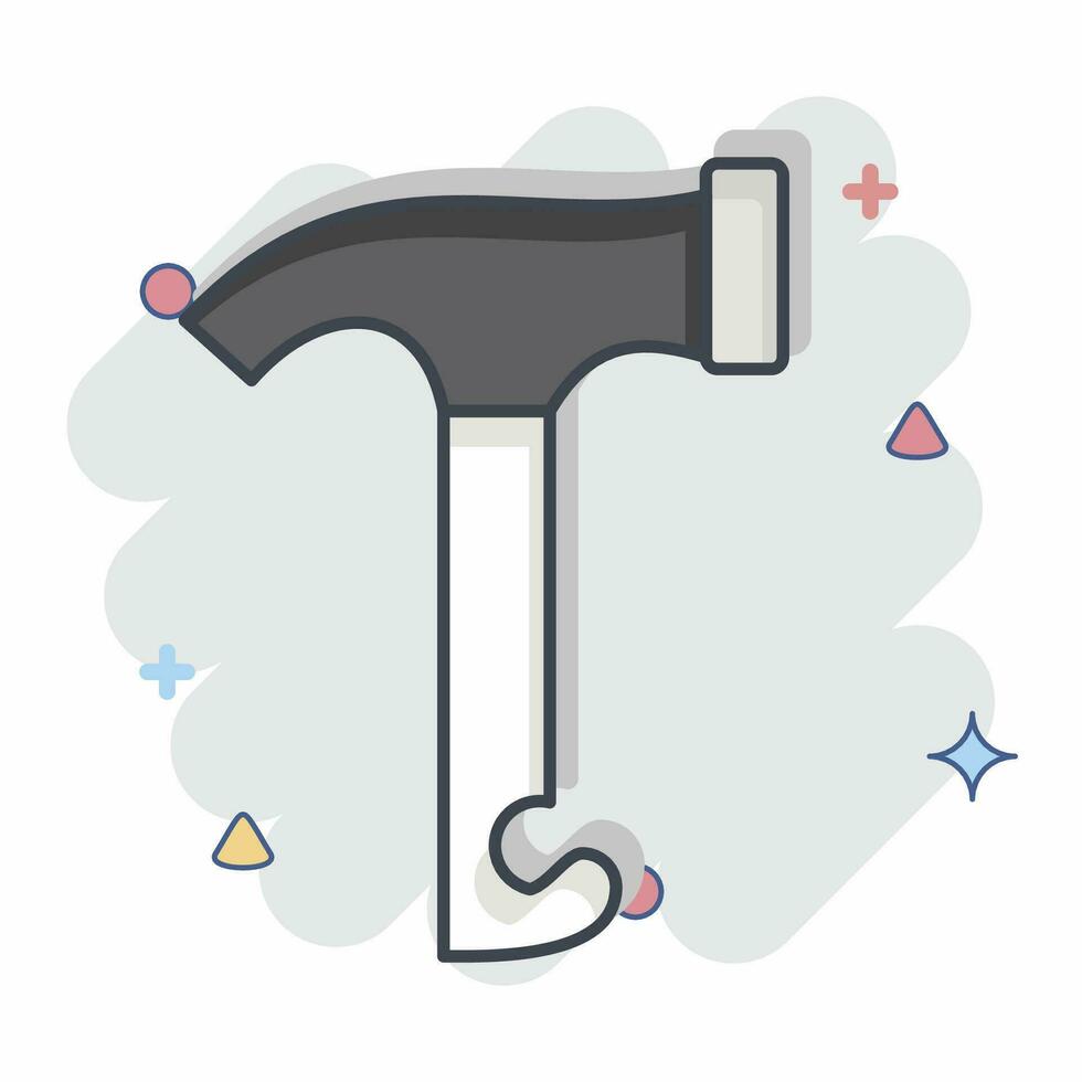 Icon Hammer. related to Camping symbol. comic style. simple design editable. simple illustration vector