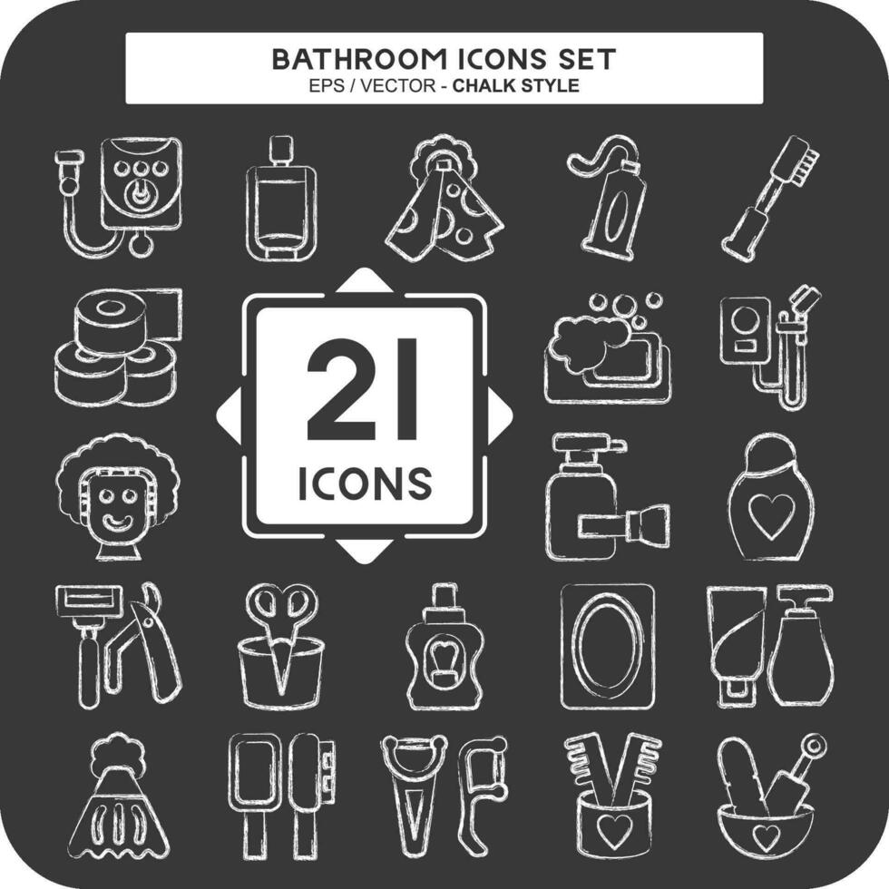 Icon Set Bathroom. related to Clinic symbol. chalk Style. simple design editable. simple illustration vector