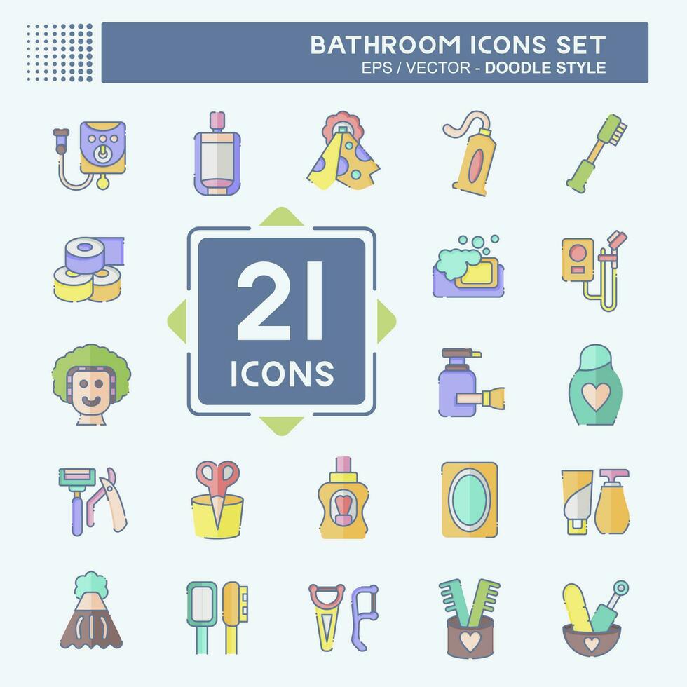 Icon Set Bathroom. related to Clinic symbol. doodle style. simple design editable. simple illustration vector