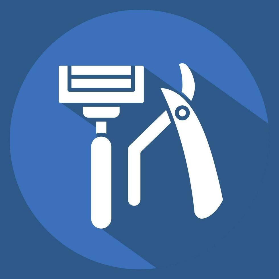 Icon Razor. related to Bathroom symbol. long shadow style. simple design editable. simple illustration vector