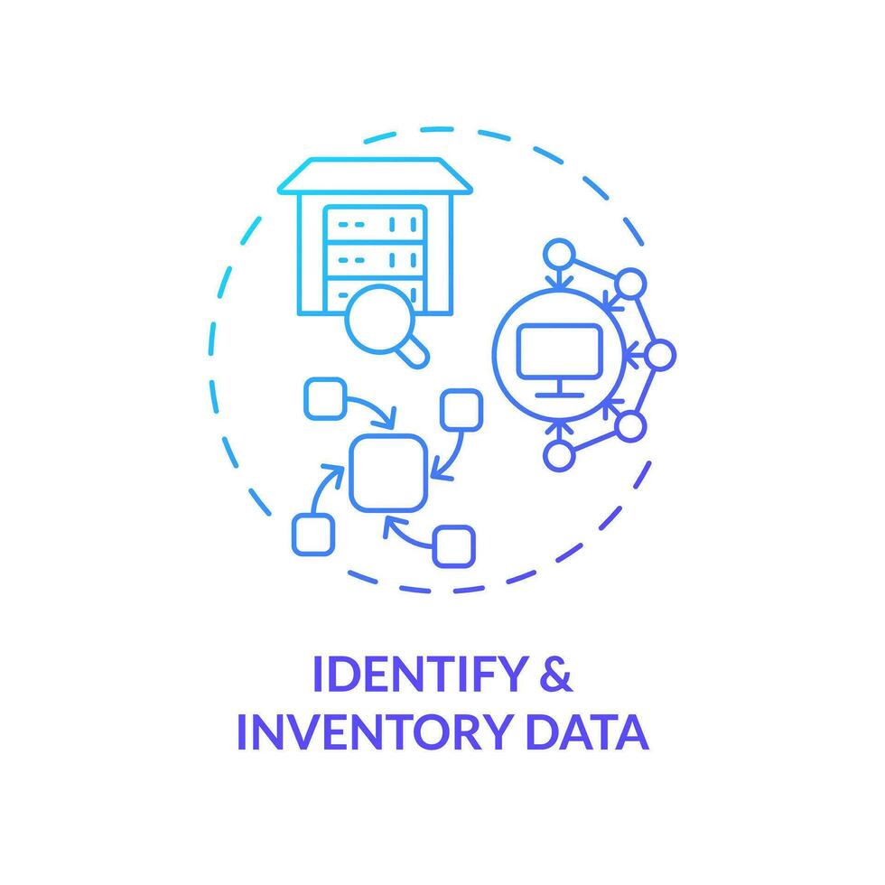 Gradient identify and inventory data concept thin line icon, isolated vector representing data democratization.