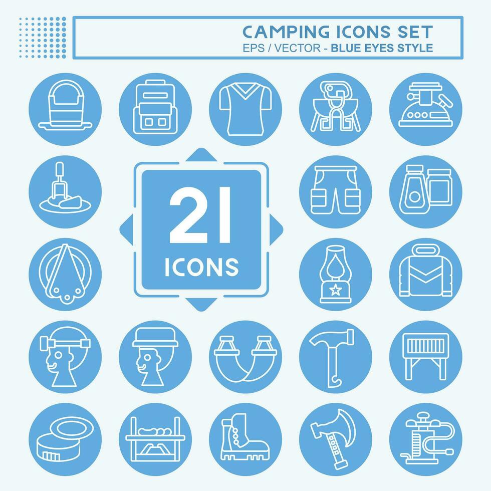 Icon Set Camping. related to Adventure symbol. blue eyes style. simple design editable. simple illustration vector
