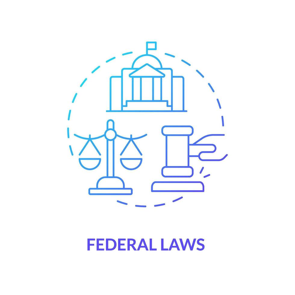 Federal laws blue gradient concept icon. Governmental regulations, rules. Law and legal issue abstract idea thin line illustration. Isolated outline drawing vector