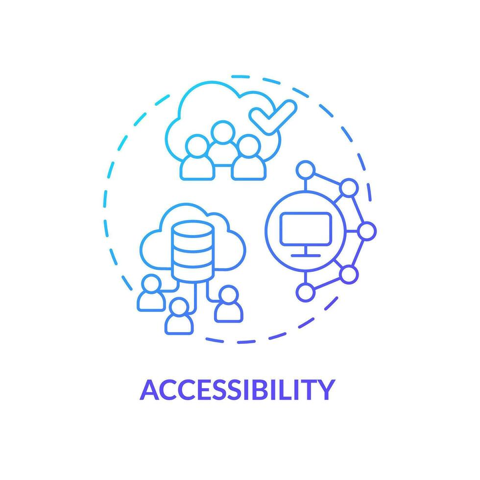 Gradient accessibility concept thin line icon, isolated vector representing data democratization.