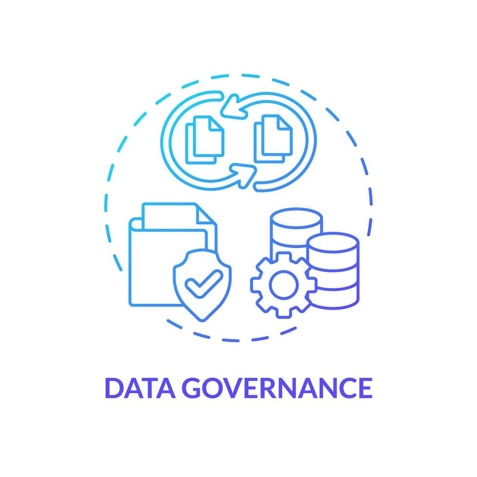 Gradient data governance concept thin line icon, isolated vector representing data democratization.