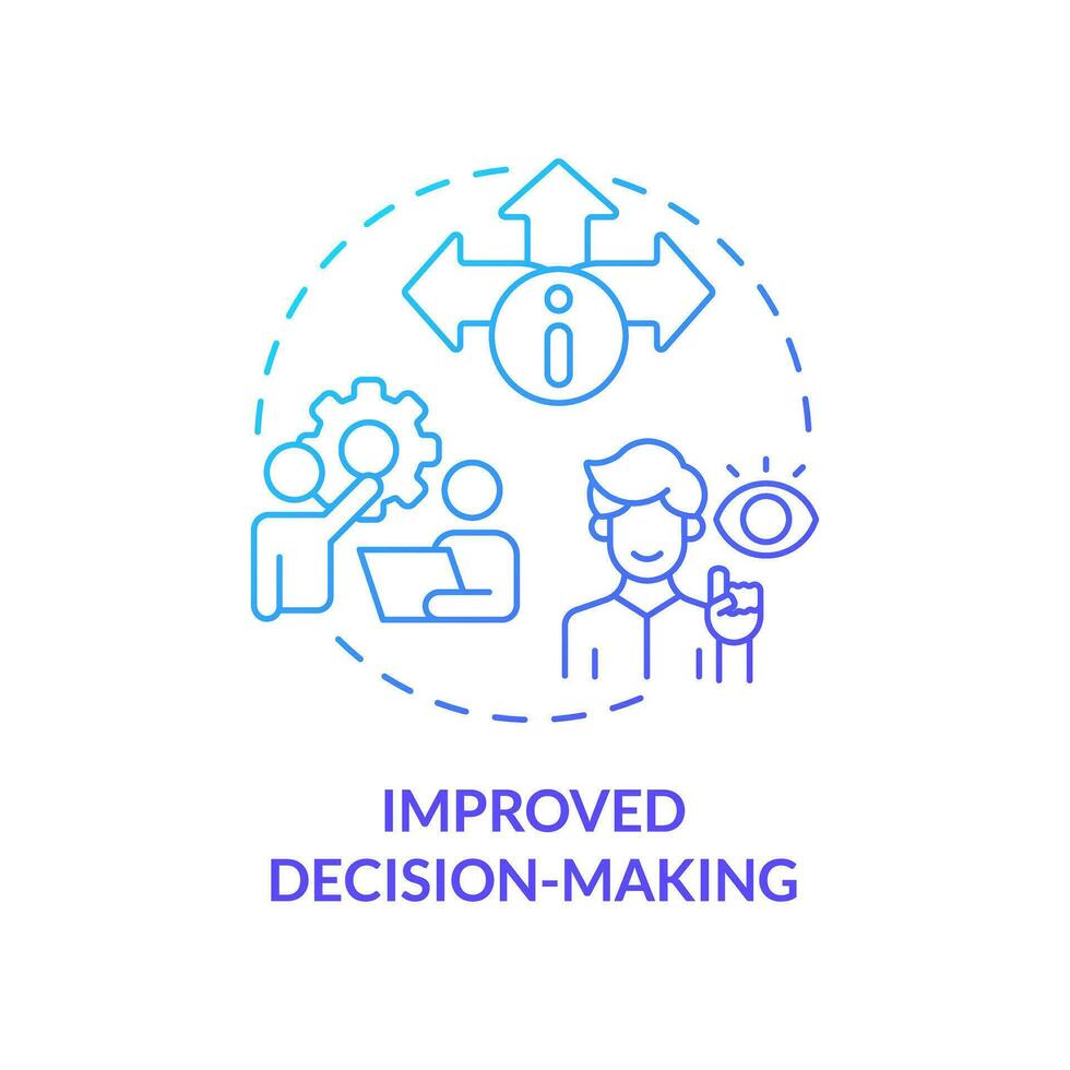 Gradient improved decision-making concept thin line icon, isolated vector representing data democratization.