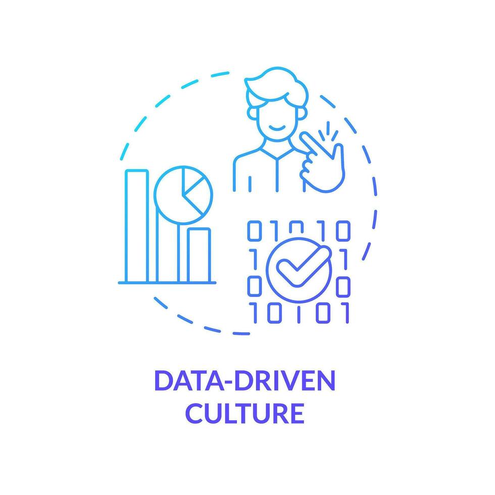 Gradient data-driven culture concept thin line icon, isolated vector representing data democratization.